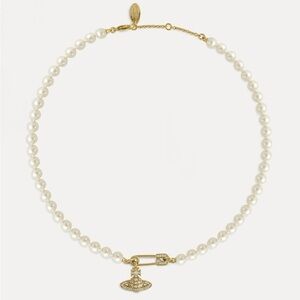 NIB VIVIENNE WESTWOOD Gold & White Lucrece Pearl Necklace